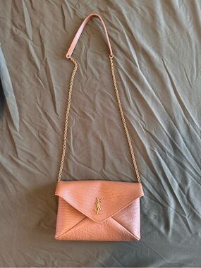 Yves Saint Laurent Blush Envelope Shoulder Bag with Gold Chain